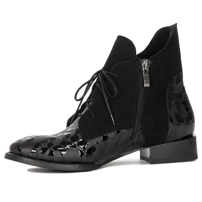 Maciejka Black Women's Lace-Up Boots