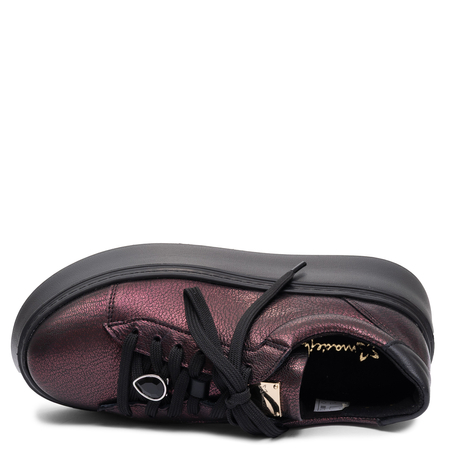 Maciejka Damskie Skórzane Sneakersy Na Platformie Bordowe 6191W-23/00-8