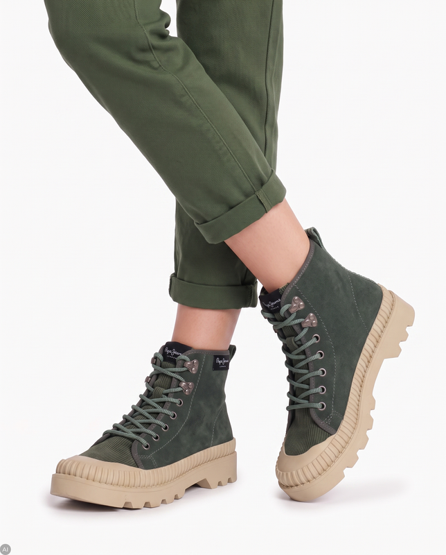 Pepe Jeans PLS50429 790 Grey Green Ascot Desert Lace-up Boots