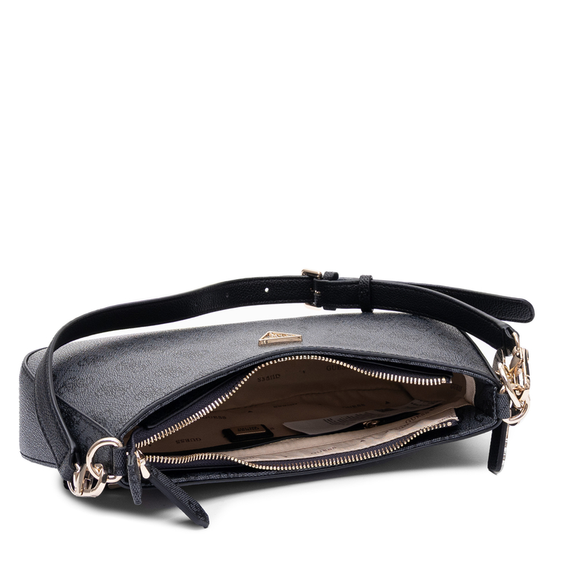Guess Elegant 4G Monogram Shoulder Bag With Logo Charm Black HWBG9672180-BLACK