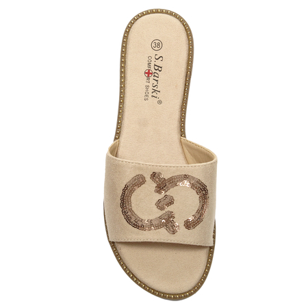 S.Barski Women's Beige Slides