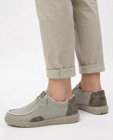 Rieker Comfortable Slip-On Men's Shoes With Elastic Laces Beige 08600-63
