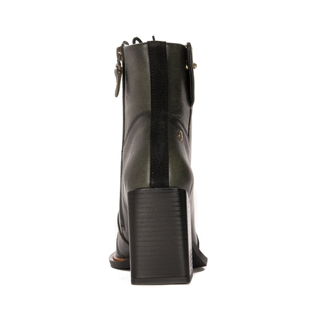 Maciejka Lace-Up Ankle Boots Block Heel Green 05667-09/00-8