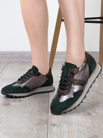 Hispanitas Sneakers Women's Leather Velour Forest Menorca Acero