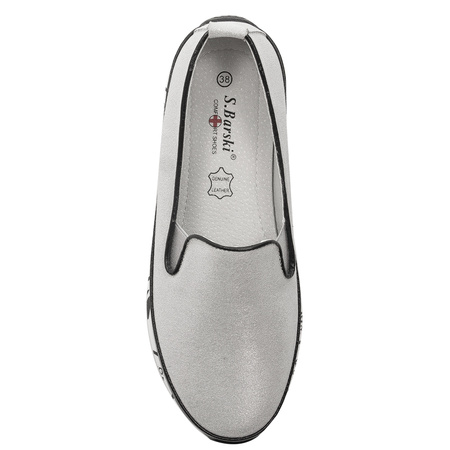 S.Barski Women's Low shoes Leather Silver