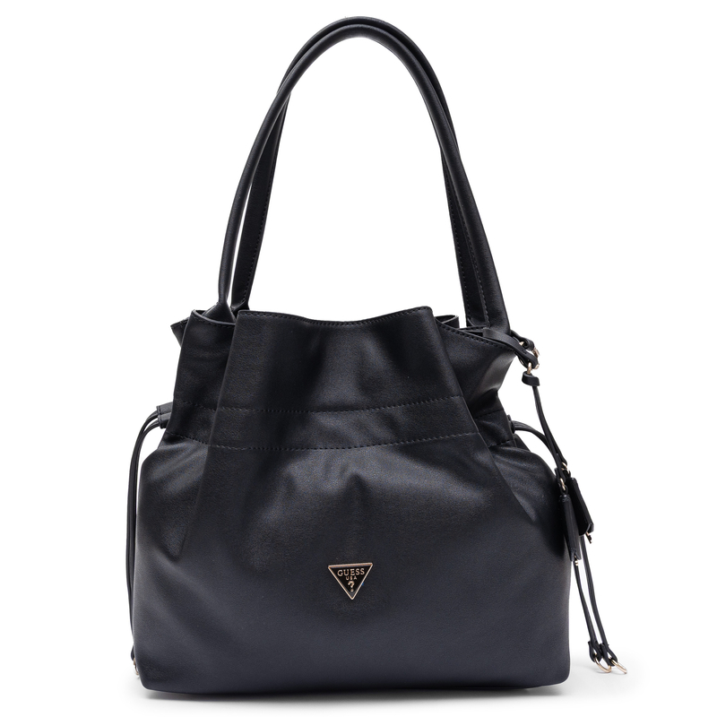 Guess Karima Drawstring Tote Bag Slouchy Shoulder Bag Black HWNG2249230-BLACK
