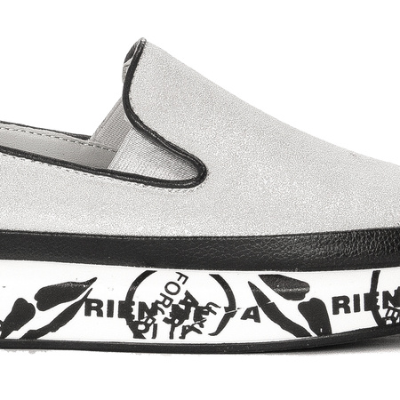 S.Barski Women's Low shoes Leather Silver