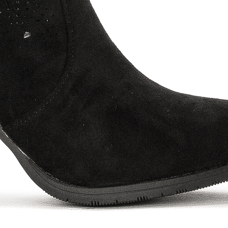 S.Barski  Women's Spring Openwork Heeled Black Boots