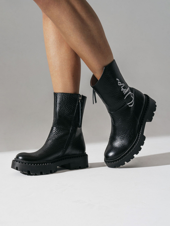 Opra Hana Black Botki Damskie Skórzane