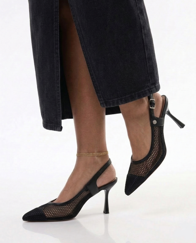 Maciejka Slingback Czółenka na Szpilce Czarne K7507-01/00-0