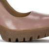Maciejka Skórzane Czółenka na Platformie na Słupku Różowe Nude 02629-28/00-1
