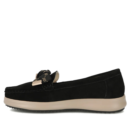 Filippo Leather Women's Loafers Slip-On Platform Black DP6457-26-BK-SU