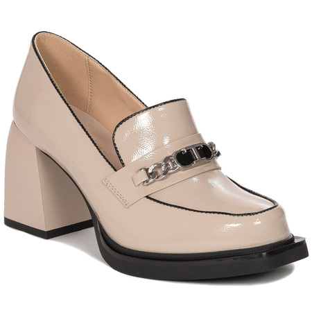 S.Barski Women's shoes on the post, beige lacquer