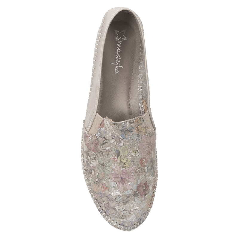 Maciejka Skórzane Półbuty W Kwiaty Beżowe T3512-73/00-0