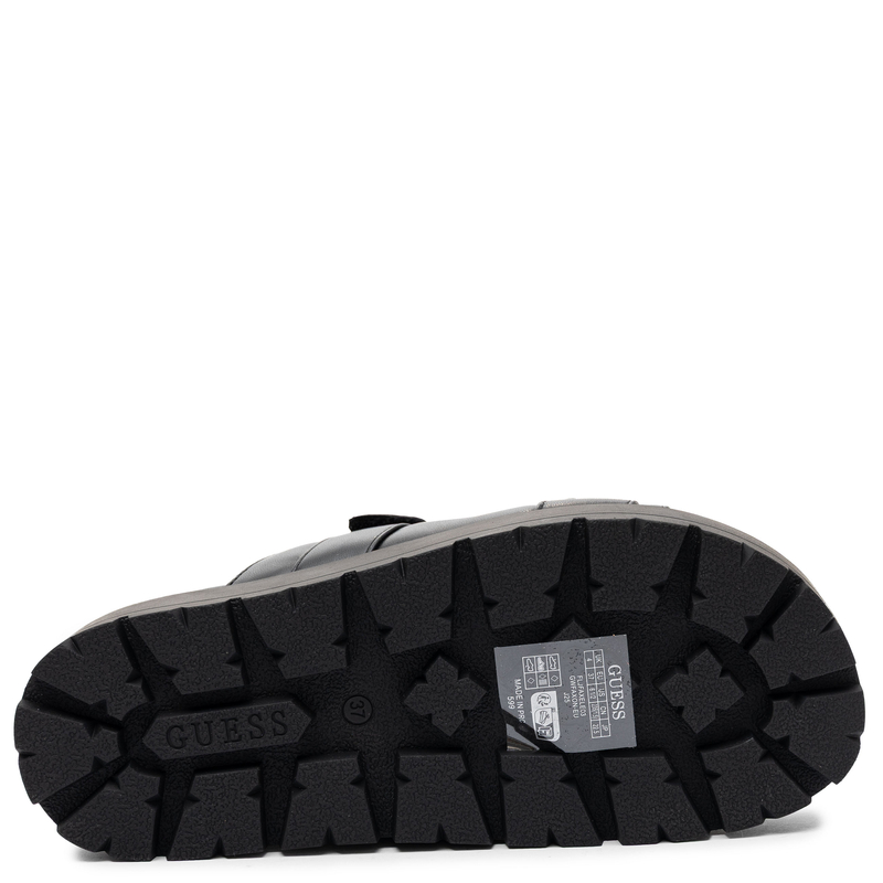 Guess Platform Slide Sandals With Gold Logo Women’s Black FLJFAX-ELE03-BK