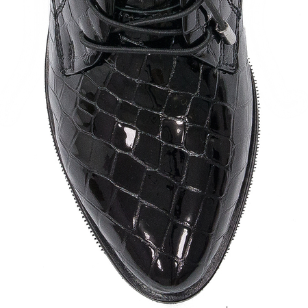 Botki Venezia YSB 0218 501 Black skórzane lakierowane Czarne