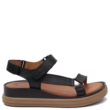 Maciejka Comfortable Leather Wedge Sandals Black L7634-01/00-1