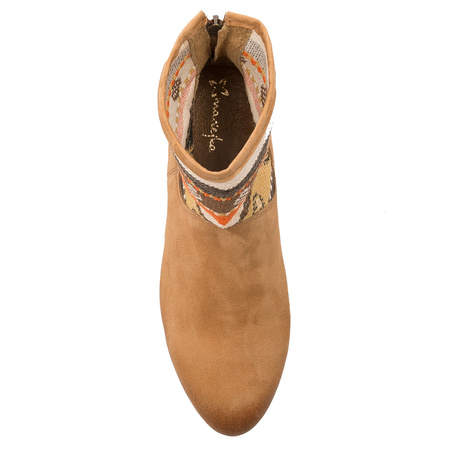 Maciejka Etniczne Botki Welurowe Brązowe 05986-29/00-5