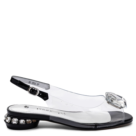 Sca'Viola Transparent Jeweled Sandals With Crystals Clear A936-BLK