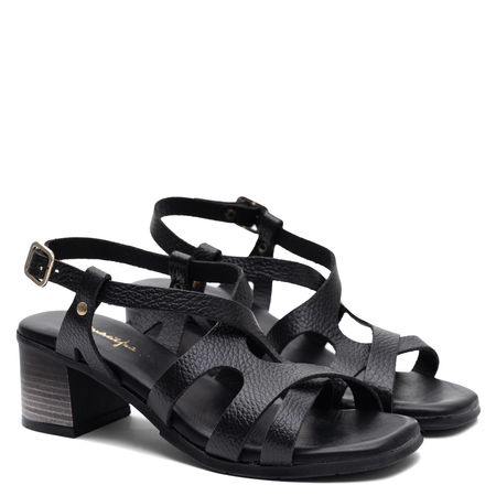 Maciejka Leather Block Heel Sandals Black E7399-01/00-1