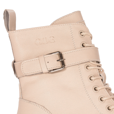 GOE Women's warm leather beige boots