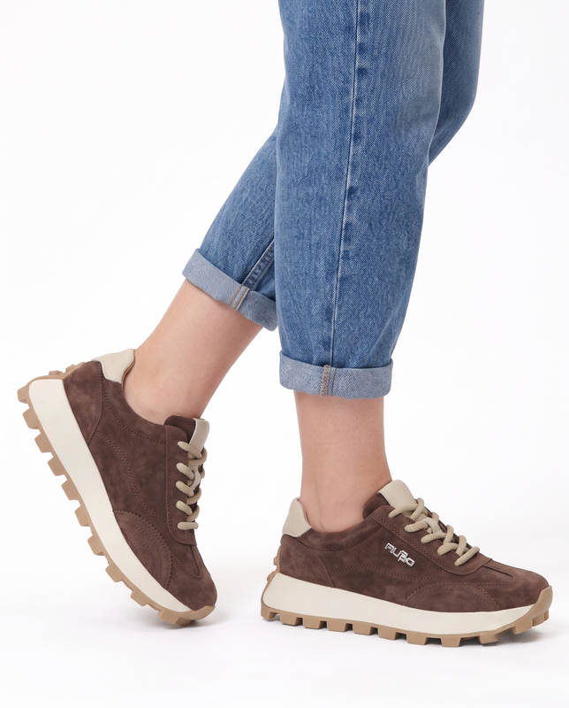 Filippo Women's Suede Platform Lace Up Shoes Chocolate Brown DP7498-26-D-BR