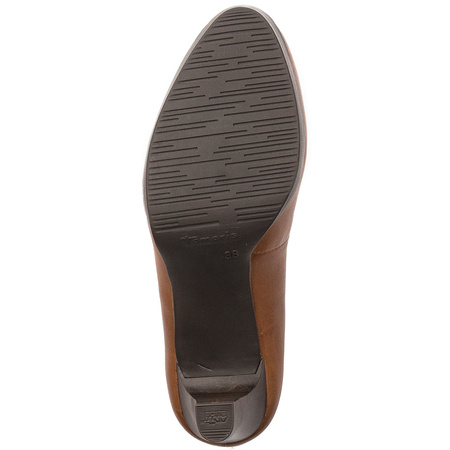 Tamaris Leather Classic Block-Heel Pumps Brown 1-22410-41-305