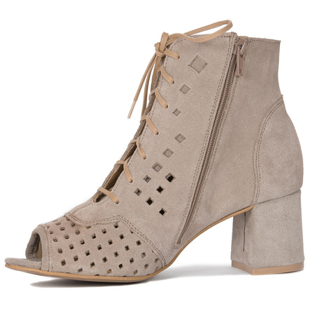 Maciejka Dark Beige Women's Lace-Up Boots