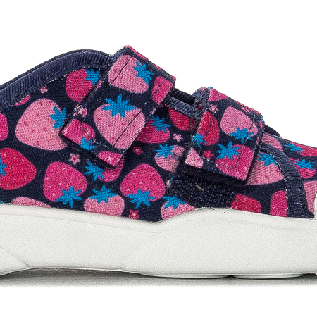 Befado Children's shoes for girls with Velcro Speedy Navy Blue + Pink