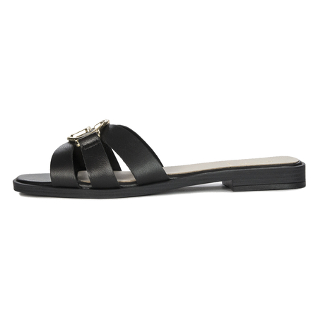 Guess Klapki damskie skórzane Black czarne