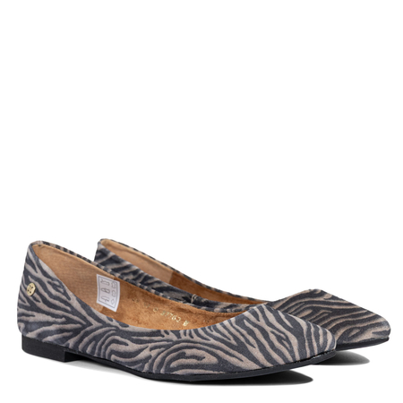 Maciejka Suede Ballerinas Almond Toe Beige-Black 4100W-01/00-8