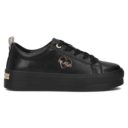 Filippo Półbuty Damskie Skórzane Na Platformie Czarne Z Serduszkiem