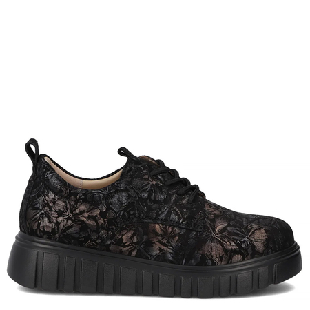 Filippo Skórzane Sneakersy Damskie Na Platformie Czarne DP6846-26-BK-FL