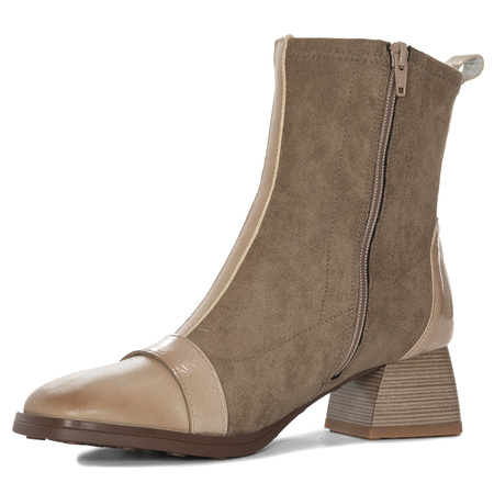 Hispanitas Women's Beige Ankle Boots with Heel