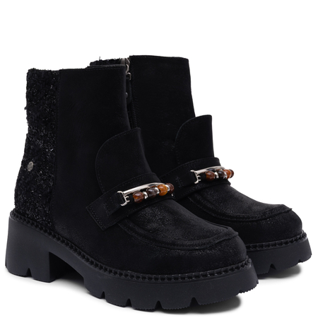 Maciejka Skórzane Botki Damskie Czarne 07860-01/00-8