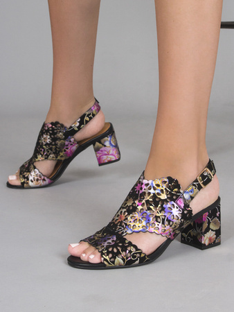 Maciejka N6518-01/00-1 Black + Flowers Sandals