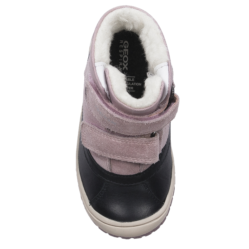 GEOX Botki dziecięce dziewczęce ocieplane na rzepy Black/Rose