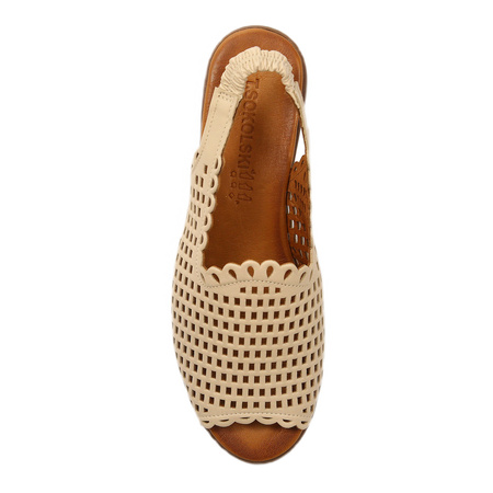 T.Sokolski Women's Leather Sandals Beige