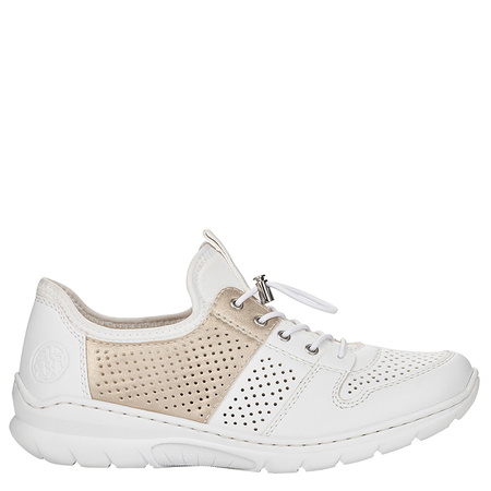 Rieker Perforowane Komfortowe Sneakersy Biało-Złote L3254-80