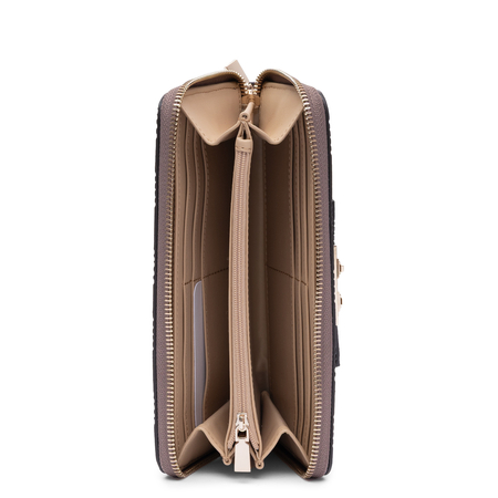 Guess Elegancki Zapinany Na Zamek Portfel Damski Z Paskiem Brązowy SWPD2225146-TAUPE