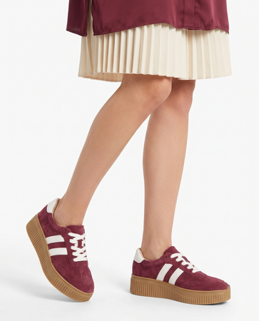Filippo Comfortable Suede Platform Sneakers Deep Burgundy DP6776-26-BG
