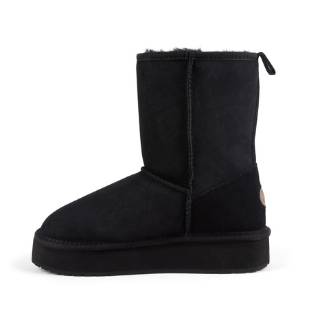 EMU Australia Leather Sheepskin Platform Ankle Boots Black W13190 Black