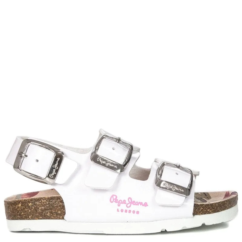 Sandały Pepe Jeans PGS90171 800 White Bio Basic Bukles Kids