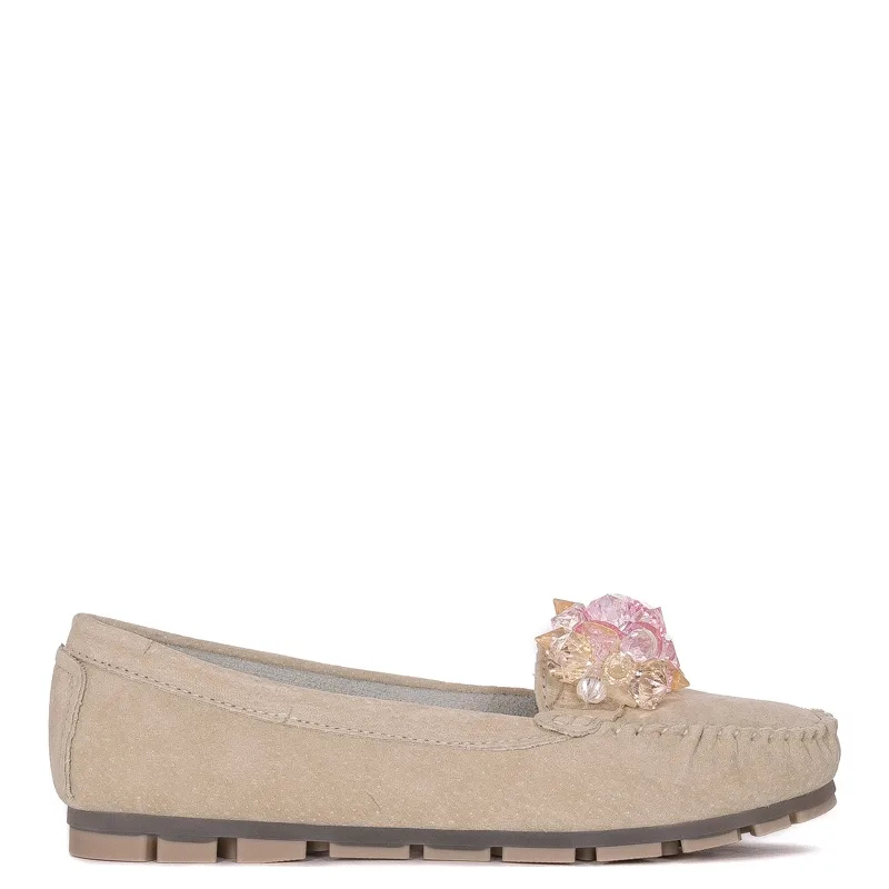 Filippo Women's Moccasins Leather Nubuck Beige