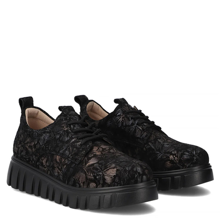 Filippo Women's Leather Platform Sneakers Black DP6846-26-BK-FL