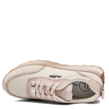 Filippo Skórzane Sneakersy Na Platformie Z Pastelowymi Wstawkami Beżowo-Różowe DP7754-26-BE