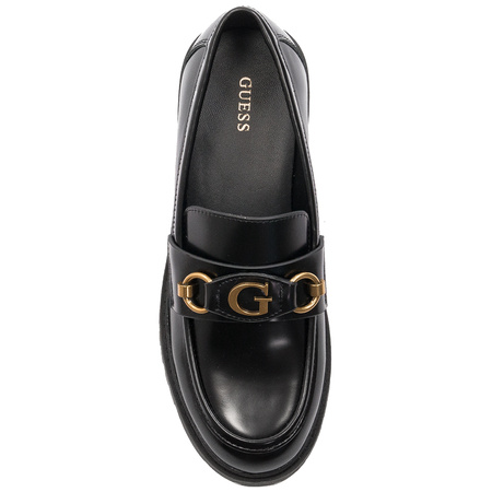 Guess półbuty damskie mokasyny skórzane Black