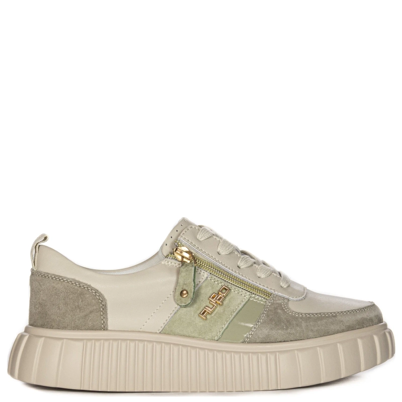 Filippo Półbuty Sneakersy damskie skórzane Beige Beżowe