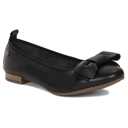 Maciejka Classic Leather Ballerinas With Bow Black P6802-01/00-0