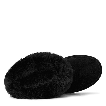 UGG Sheepskin-Collar Snow Boots Platform Black 1173832-BLK